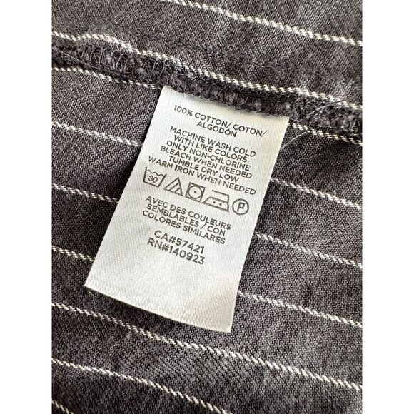 Loft 100% Cotton Modest Grey Striped Pleated Blouse size Petite Small - Picture 7 of 8